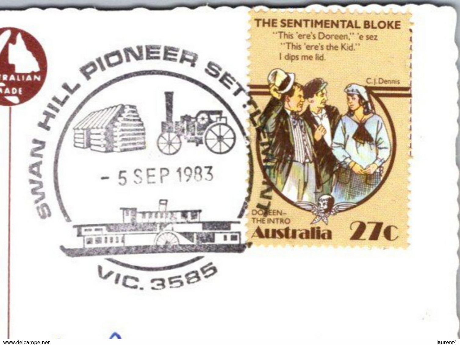 (3 H 27) Australia - VIC - Swan Hill (posted 1983 With Sentmental Bloke Stamp) + Special Postmark - Swan Hill