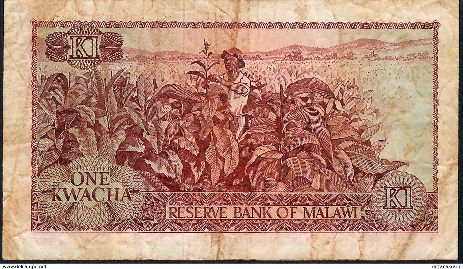 MALAWI P10a 1 KWACHA 1973 #F  Signature 3a FIRST SIGNATURE FINE NO P.h. - Malawi