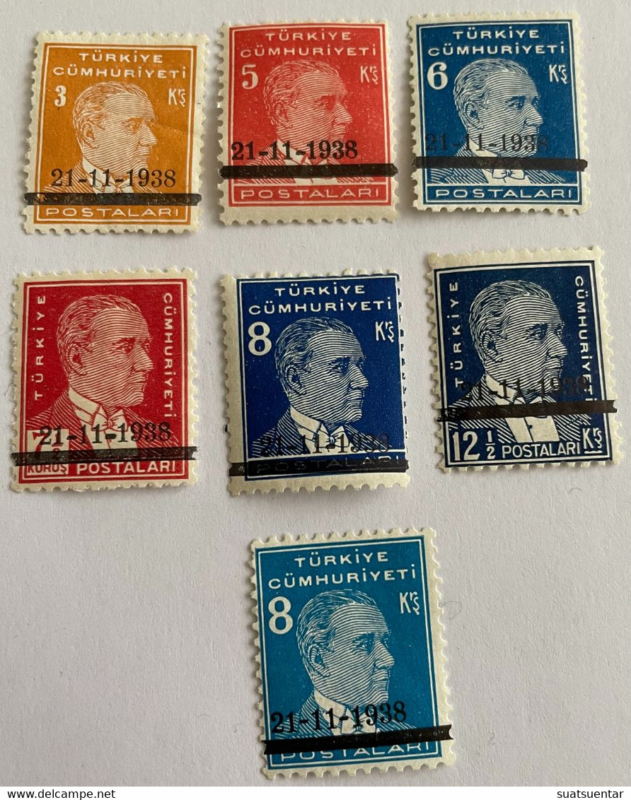 1938 Atatürk Mourning With Error Printing MLH Isfila 1385/90 And 1391 - Neufs
