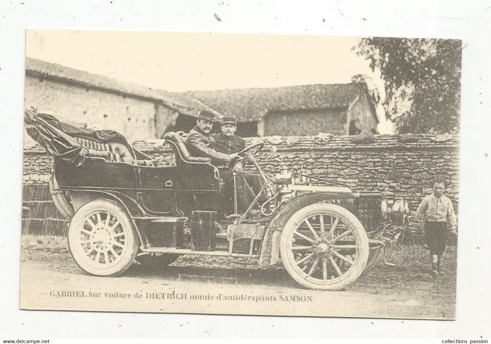 Cp , Reproduction , Automobile , Gabriel Sur Voiture De DIETRICH , Vierge  , Ed. Cecodi - Autobus & Pullman