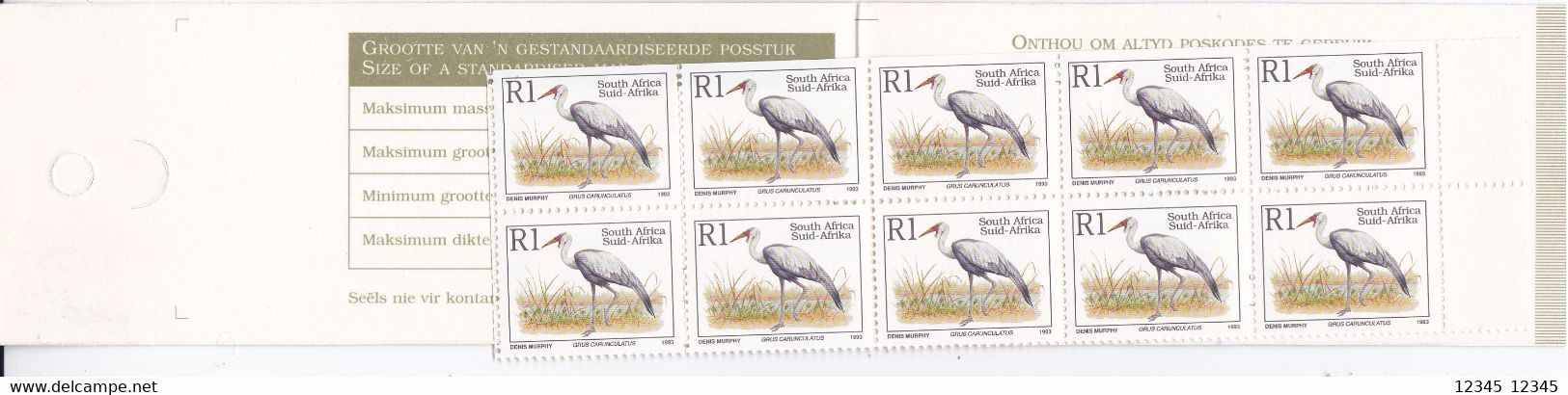 Zuid Afrika 1997, Postfris MNH, Contents Birds 10x1R 1993 - Booklets