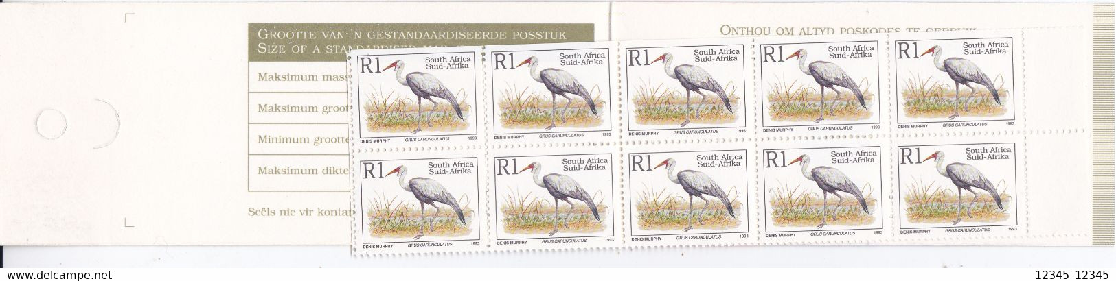 Zuid Afrika 1997, Postfris MNH, Contents Birds 10x1R 1993 - Carnets