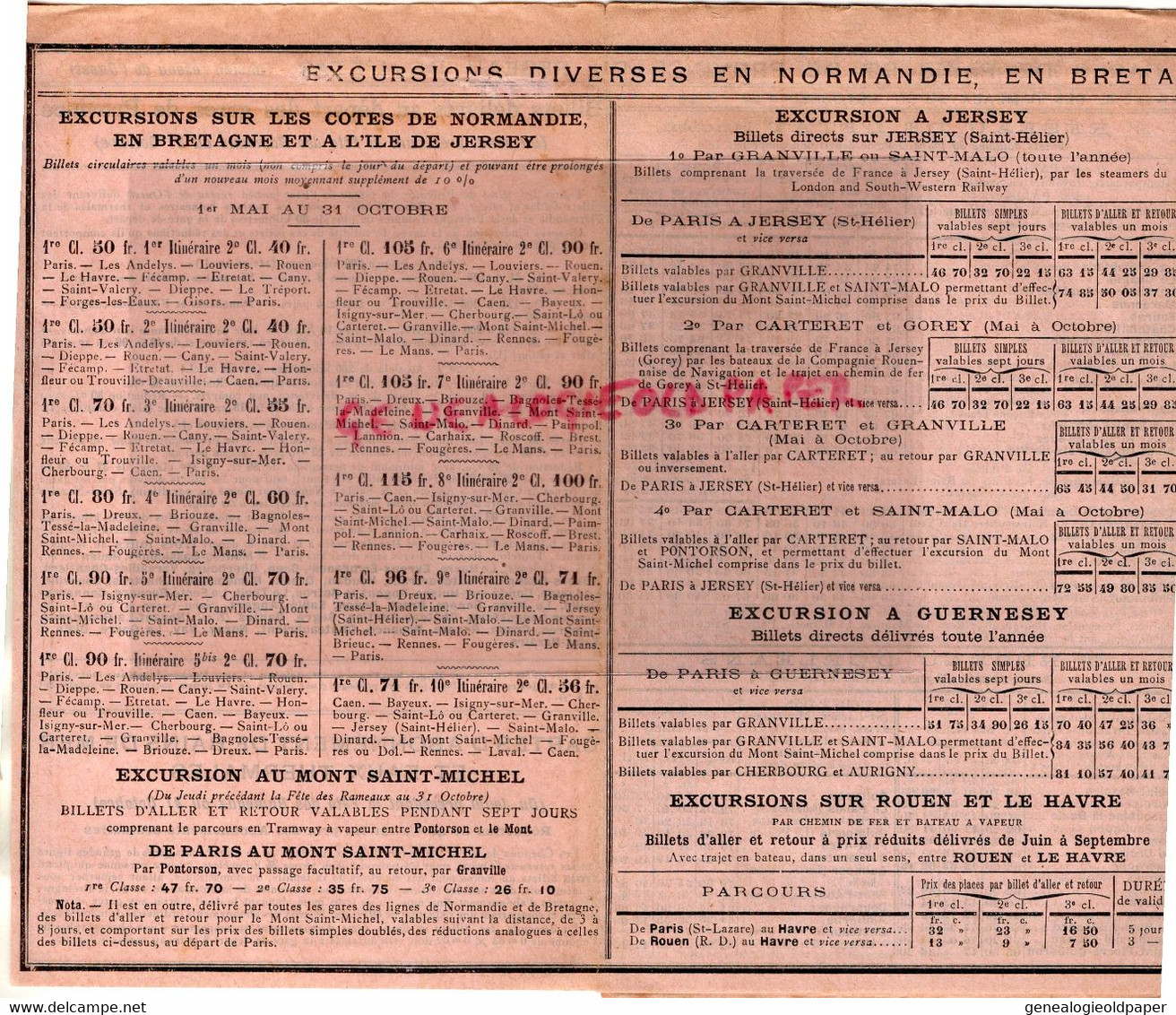 75- PARIS-22-35-29-14-CHEMINS FER ETAT-BAINS DE MER-NORMANDIE BRETAGNE ILE JERSEY LONDRES-TROUVILLE-YPORT-BARFLEUR-LION - Transporte