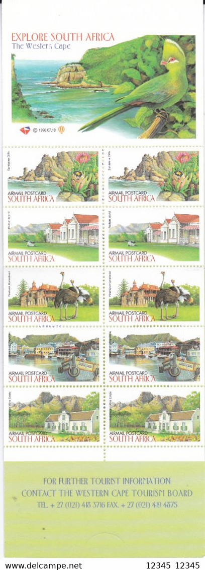 Zuid Afrika 1998, Postfris MNH, The Western Cape, Landscape, Birds, Boat, Plants - Carnets