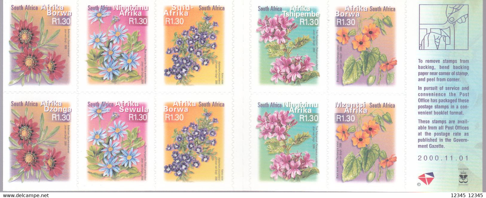 Zuid Afrika 2000, Postfris MNH, Flowers (Institute For The Blind) 2000.11.01 - Markenheftchen
