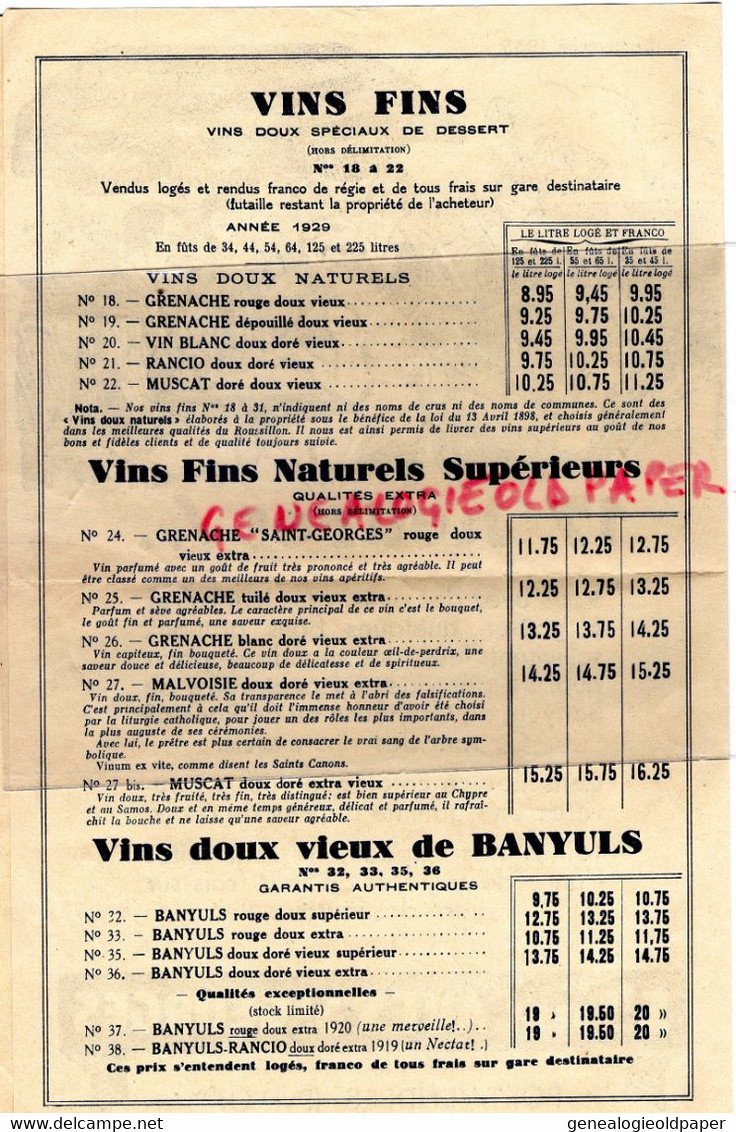 66- PORT VENDRES- RARE PUBLICITE STE CAVES ST SAINT GEORGES- SEPTEMBRE 1933-17 HEURES VIN MUSCAT BANYULS-GRENACHE RANCIO - Reclame