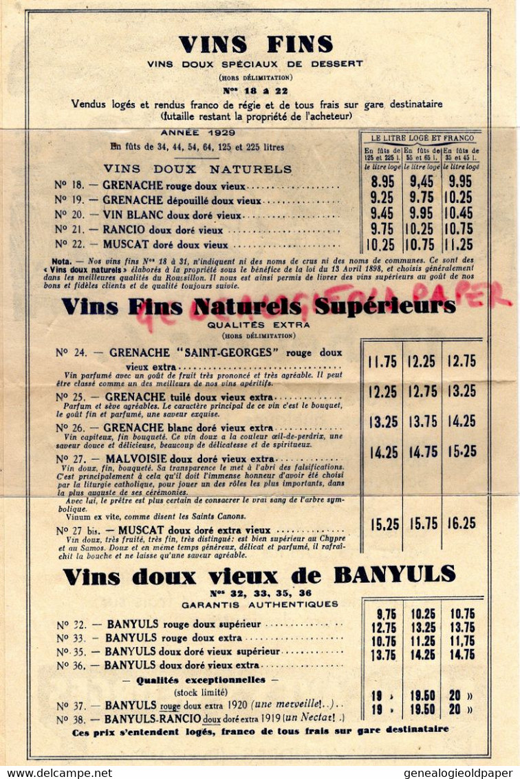 66- PORT VENDRES- RARE PUBLICITE STE CAVES ST SAINT GEORGES- SEPTEMBRE 1933-17 HEURES VIN MUSCAT BANYULS-GRENACHE RANCIO - Reclame