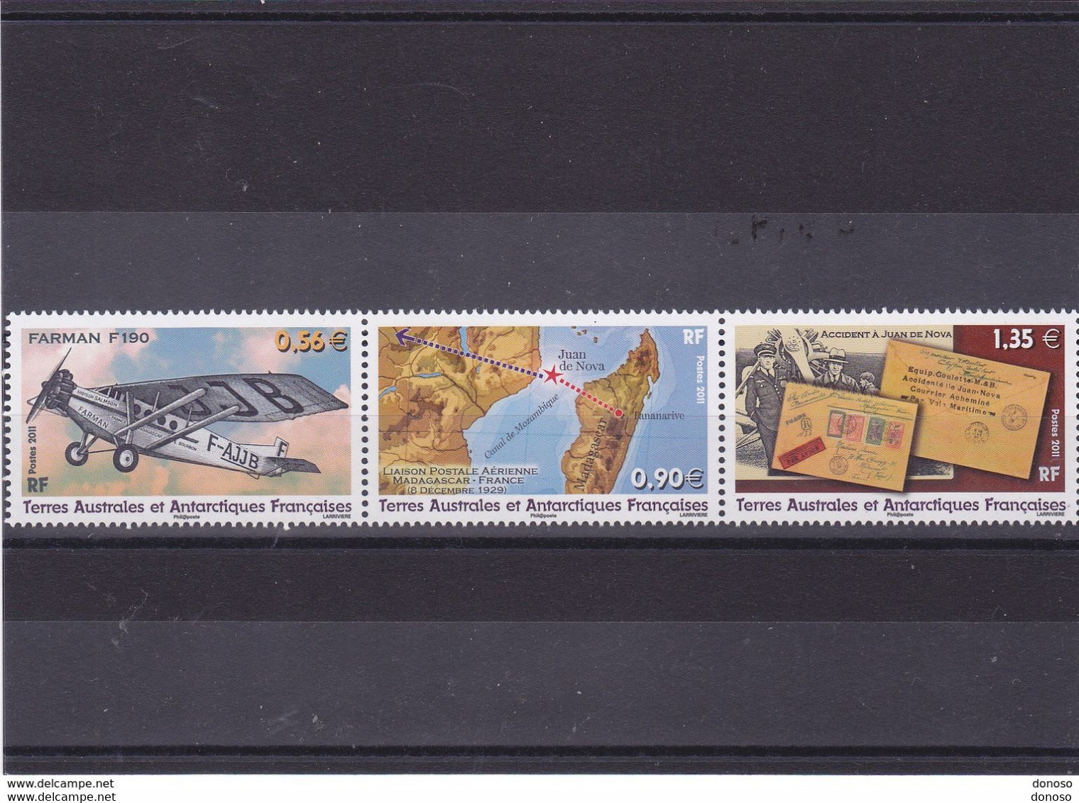 TAAF 2011 POSTE AERIENNE FARMAN Yvert 591-593 NEUF** MNH Cote : 11,20 Euros - Unused Stamps