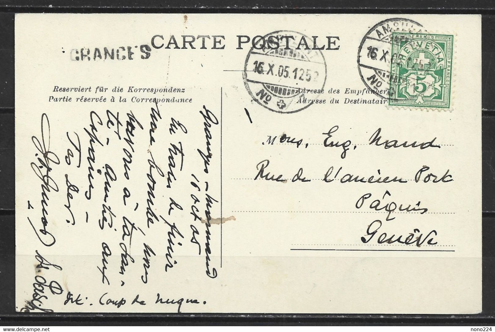 Carte P De 1905 ( Granges-Marnand, La Gare ) - Marnand