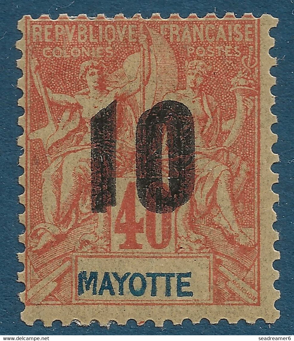 FRANCE Colonies MAYOTTE N°27a* 10c Sur 40c Variété Double Surcharge Tres Frais Signé GILBERT & CALVES - Unused Stamps
