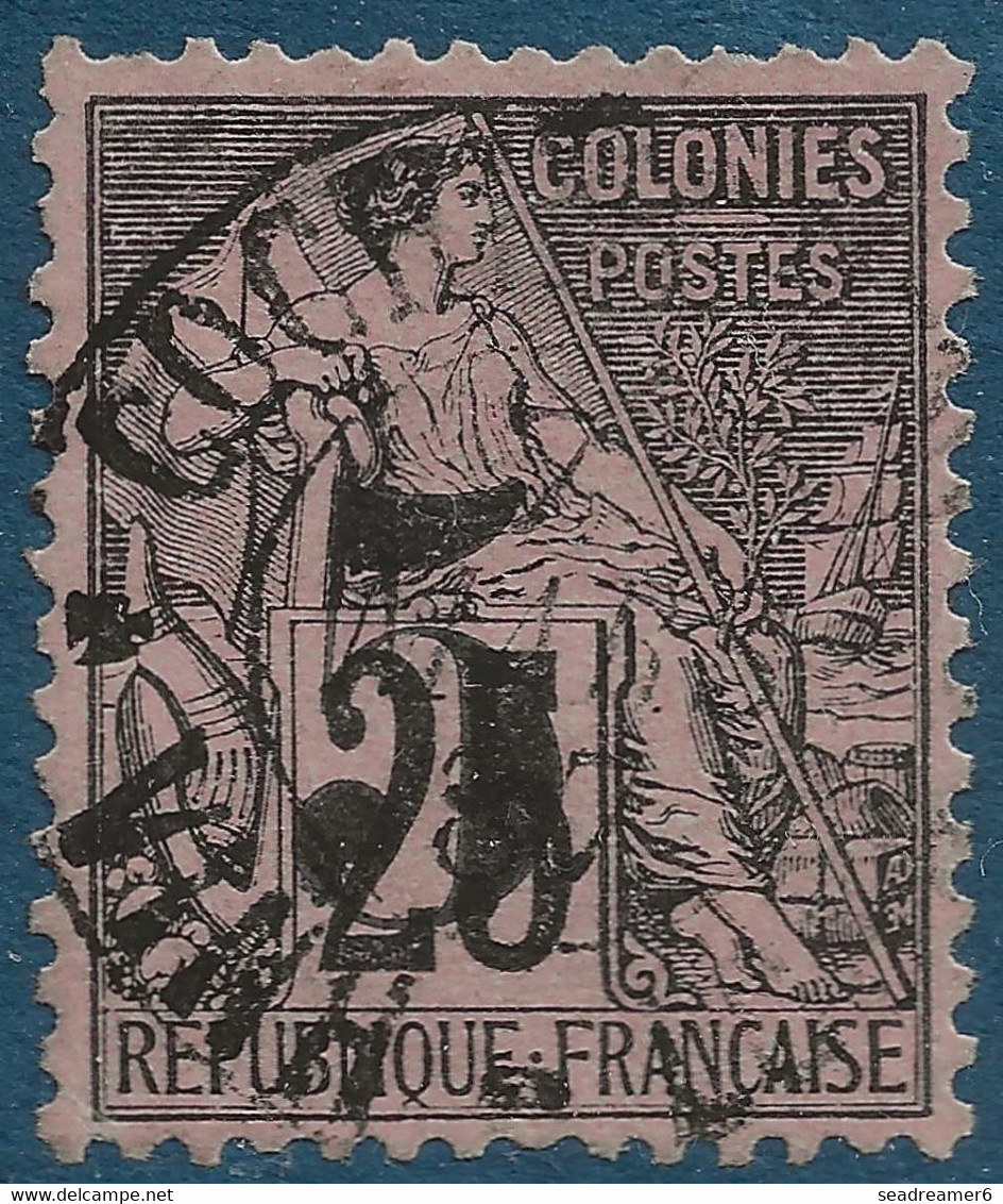 FRANCE Colonies COCHINCHINE N°4 5c Sur 25c Oblitéré Du Rare Bureau De VINH-LONG TTB Signé CALVES - Gebruikt