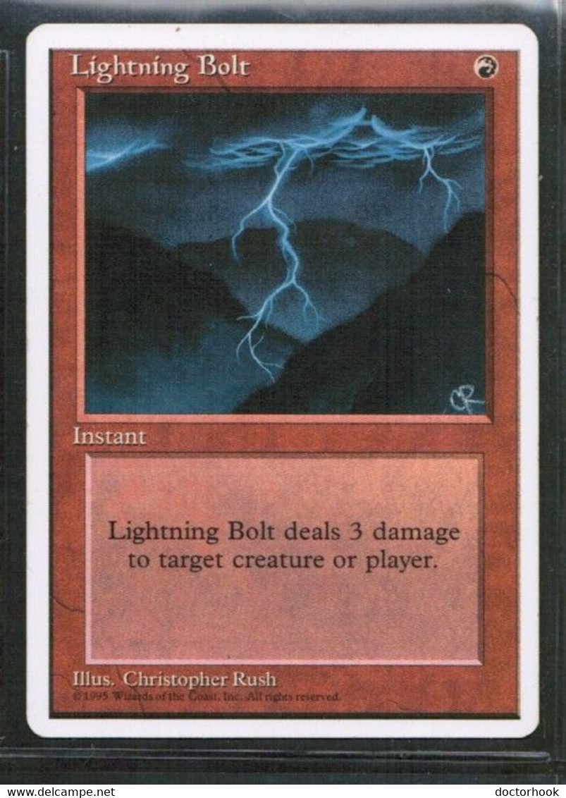 MAGIC The GATHERING  "Lightning Bolt"---4th EDITION (MTG--154-3) - Other & Unclassified