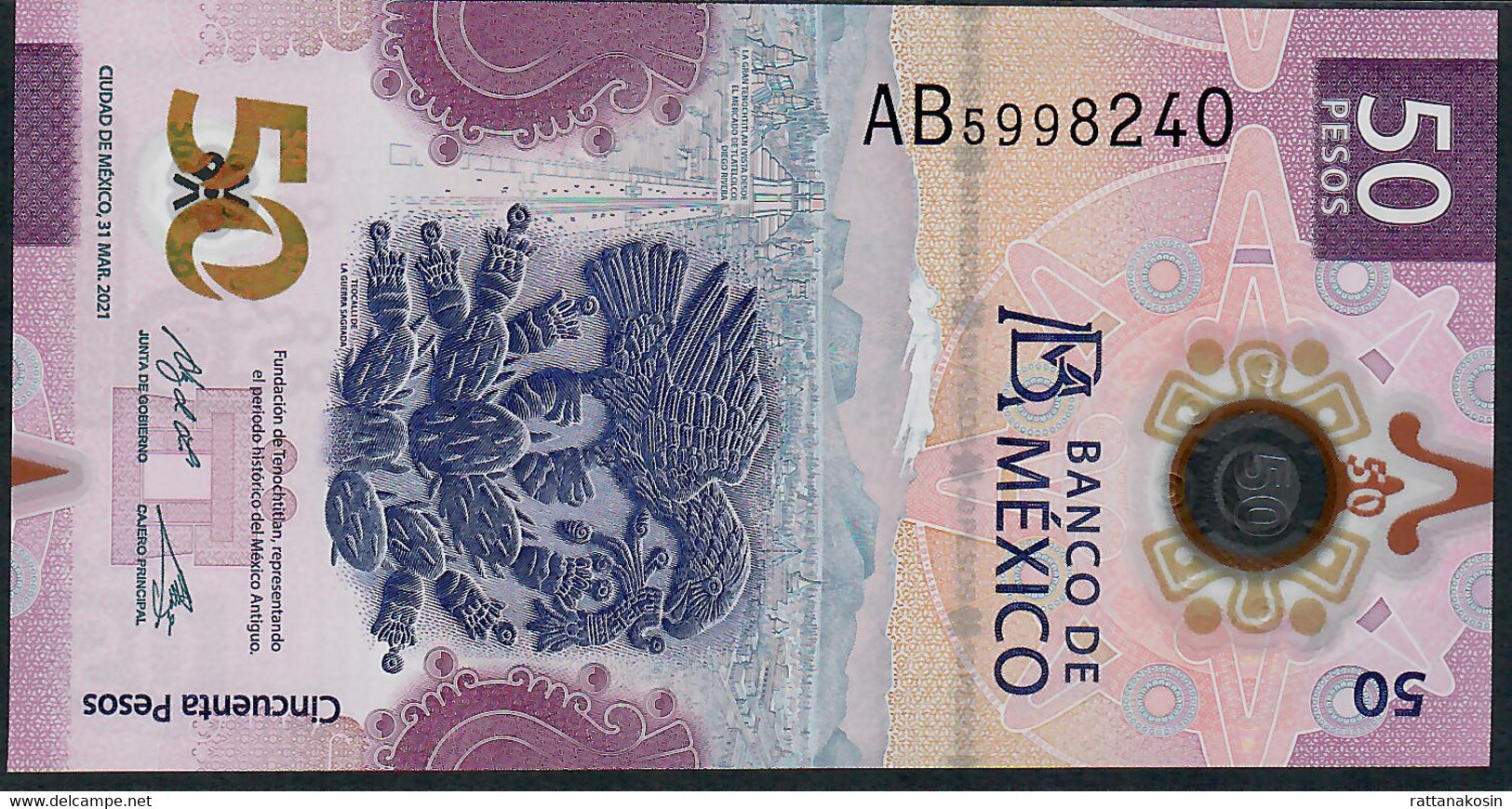 MEXICO NLP 50 PESOS 31.3.2021 #AB COMMEMORATIVE UNC. - Mexique