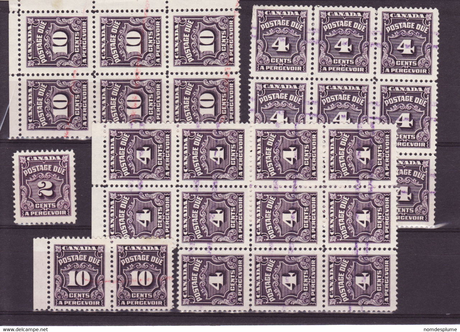 6846) Canada Postage Due 1935 Perforation Fold & Separation On Block - Postage Due