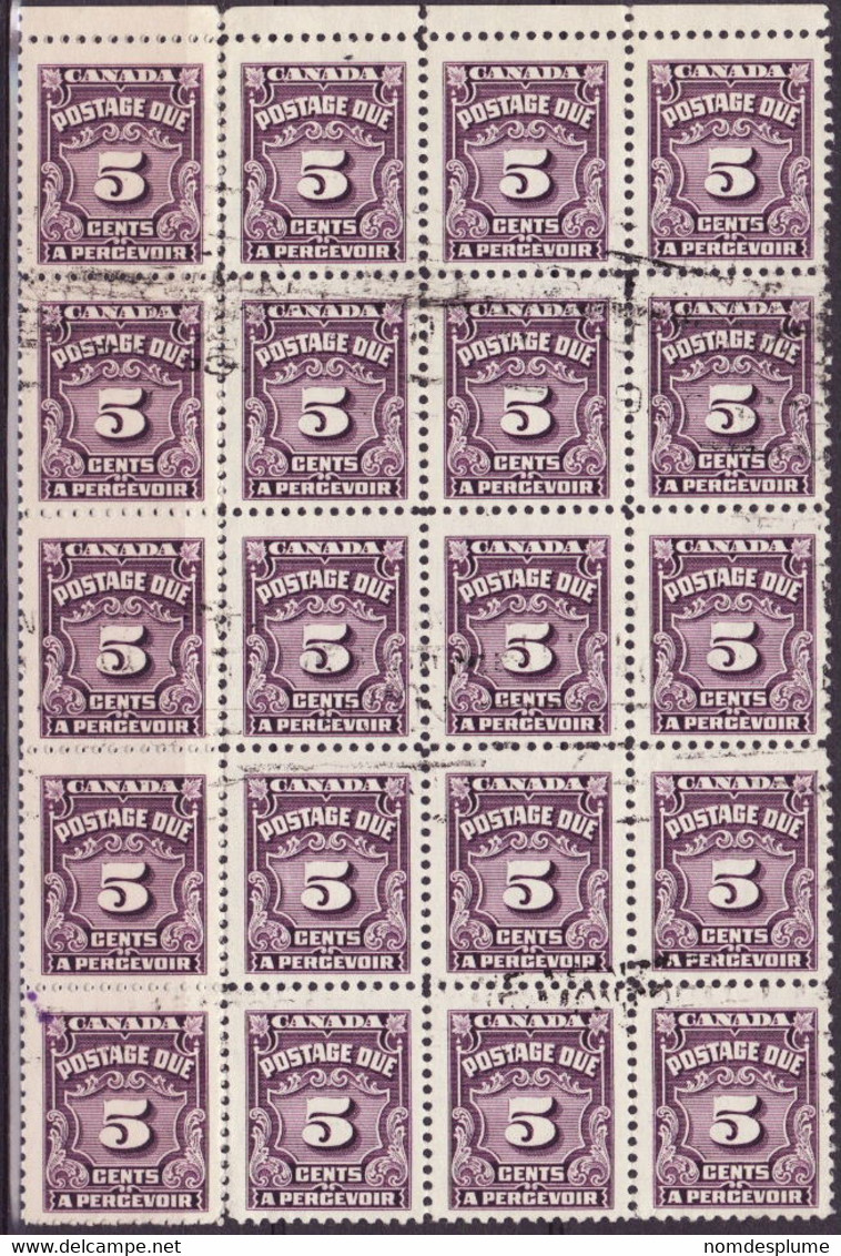 6847) Canada Postage Due 1935 Perforation Fold & Separation On Block - Port Dû (Taxe)