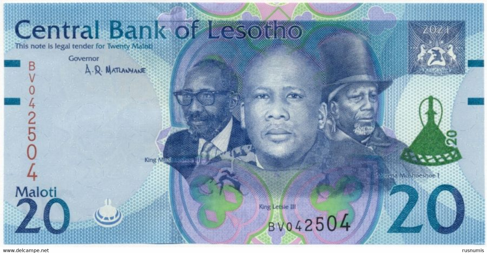 LESOTHO LESOTO 20 MALOTI P-NEW THREE KINGS BASOTHO HUTS 2021 UNC - Lesoto