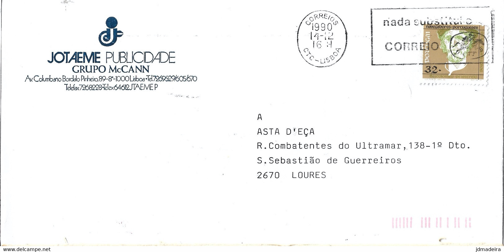 Portugal Cover With NADA SUBSTITUI O CORREIO Cancellation - Brieven En Documenten