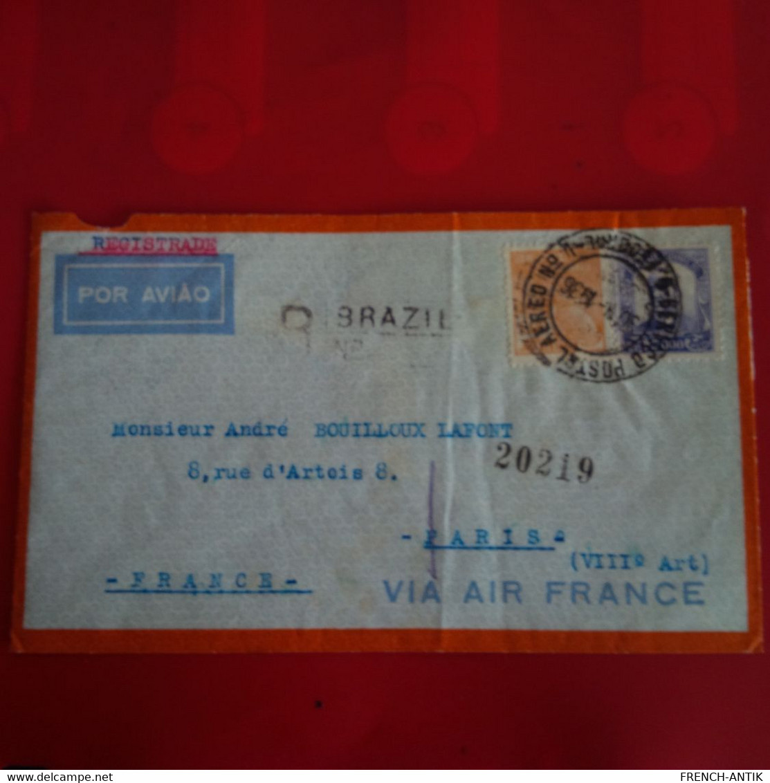 LETTRE BRESIL POUR PARIS VIA  AIR FRANCE CACHET SOCIETE DE CONSTRUCTION DU PORT DE BAHIA RIO DA JANEIRO - Brieven En Documenten