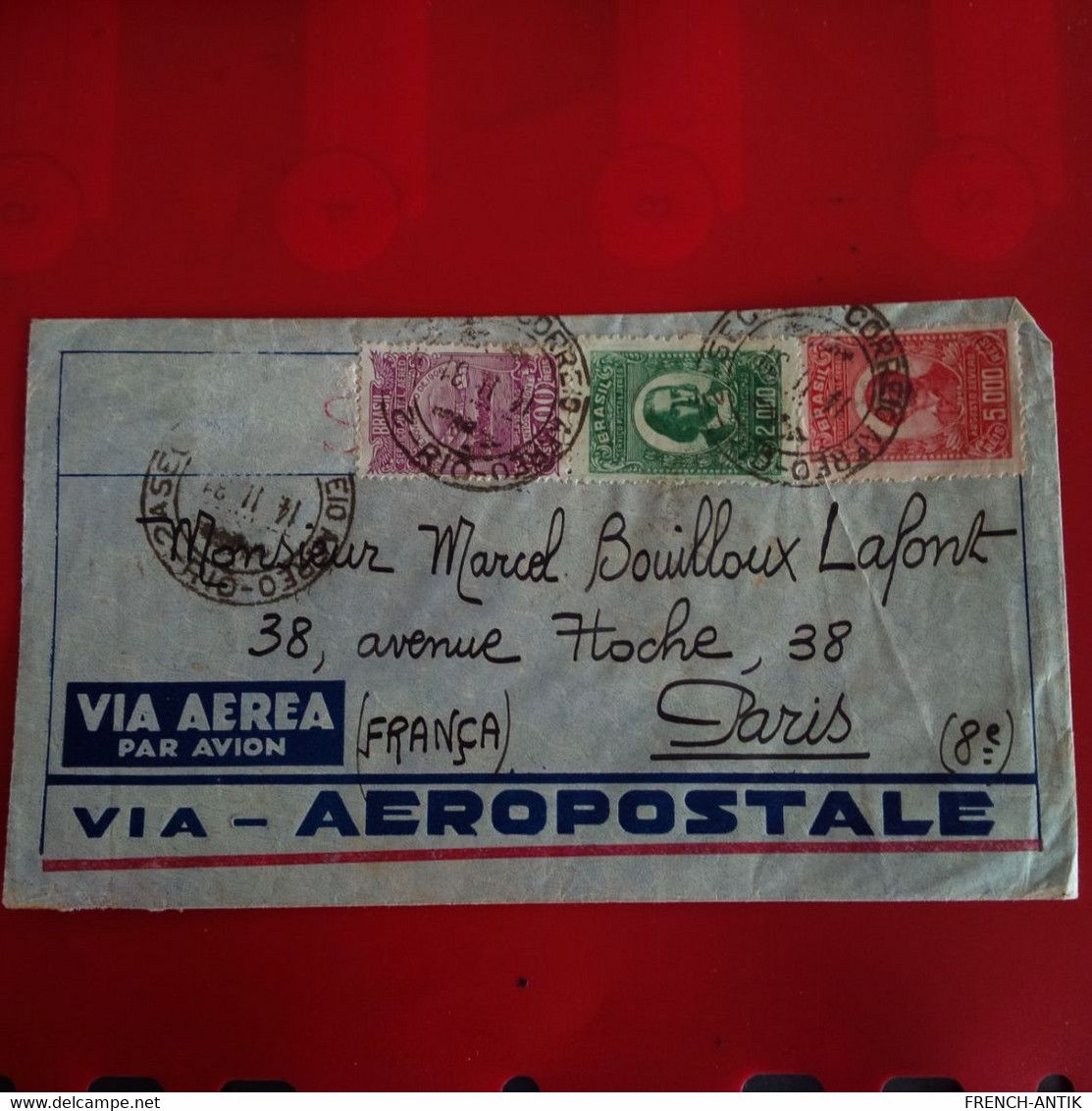 LETTRE BRESIL POUR PARIS VIA AERA  AEROPOSTALE - Covers & Documents