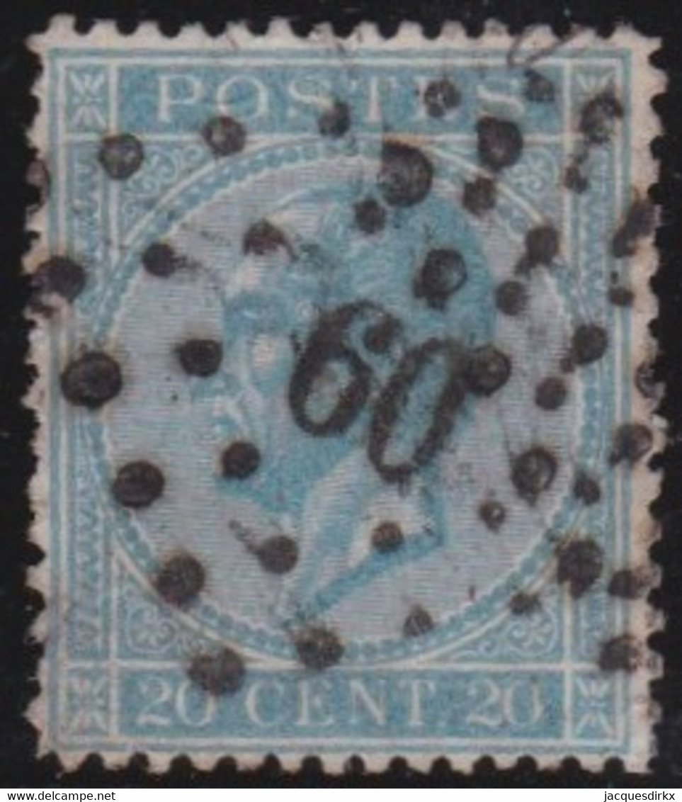 Belgie   .    OBP    .  18     .    14½x14     .   O      .   Gestempeld  .   /   .   Oblitéré - 1865-1866 Profil Gauche