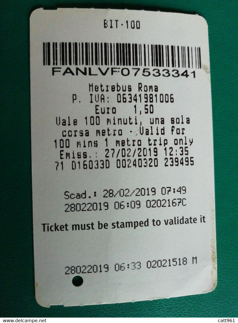 3 X Biglietto BIT Ticket Metrebus Euroma 2 Roma - Europe