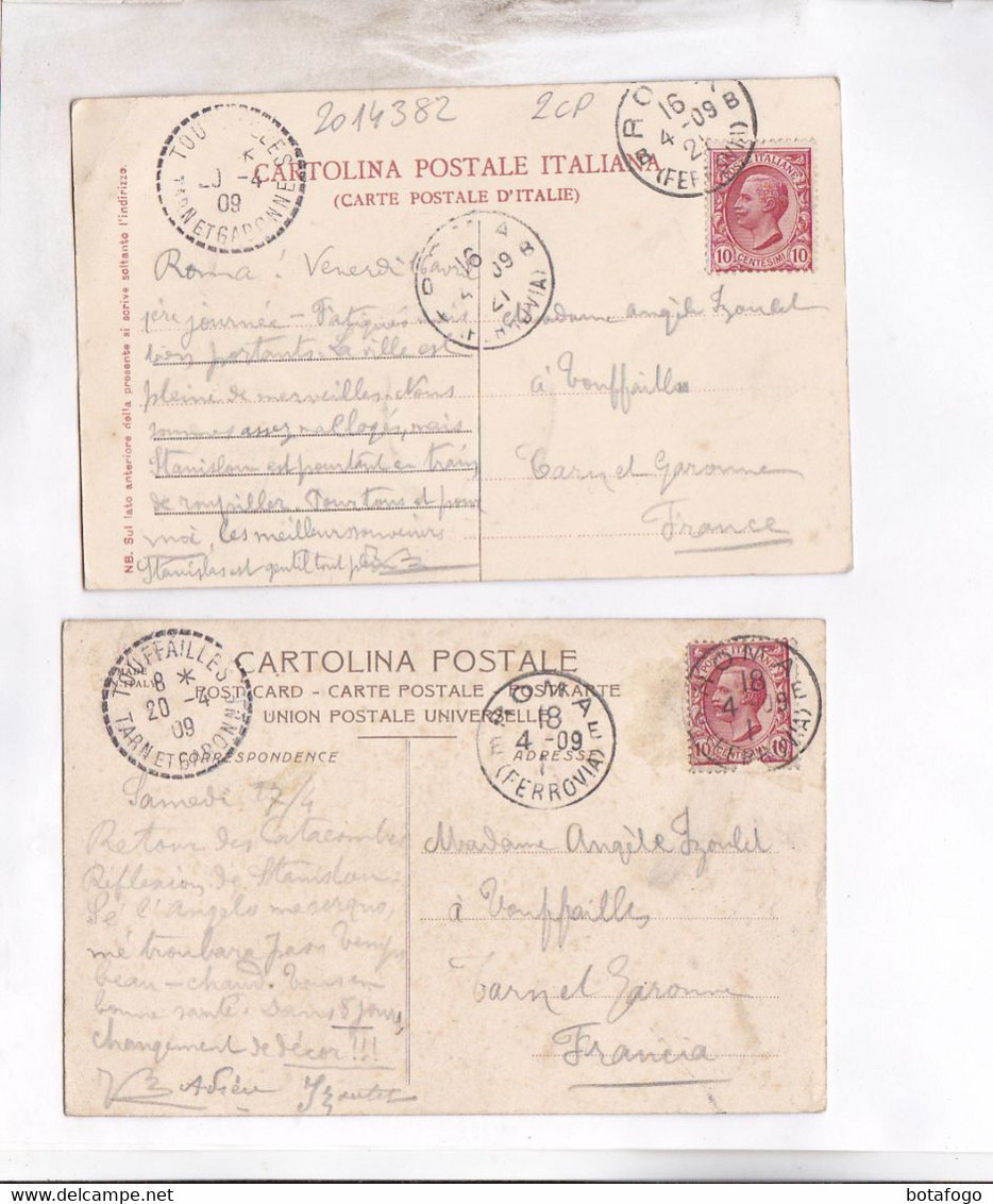 2 CPA ROMA,  COLOSSEO   Y PIAZZA S.PIETRO  En 1909! (voir Timbres) - Verzamelingen