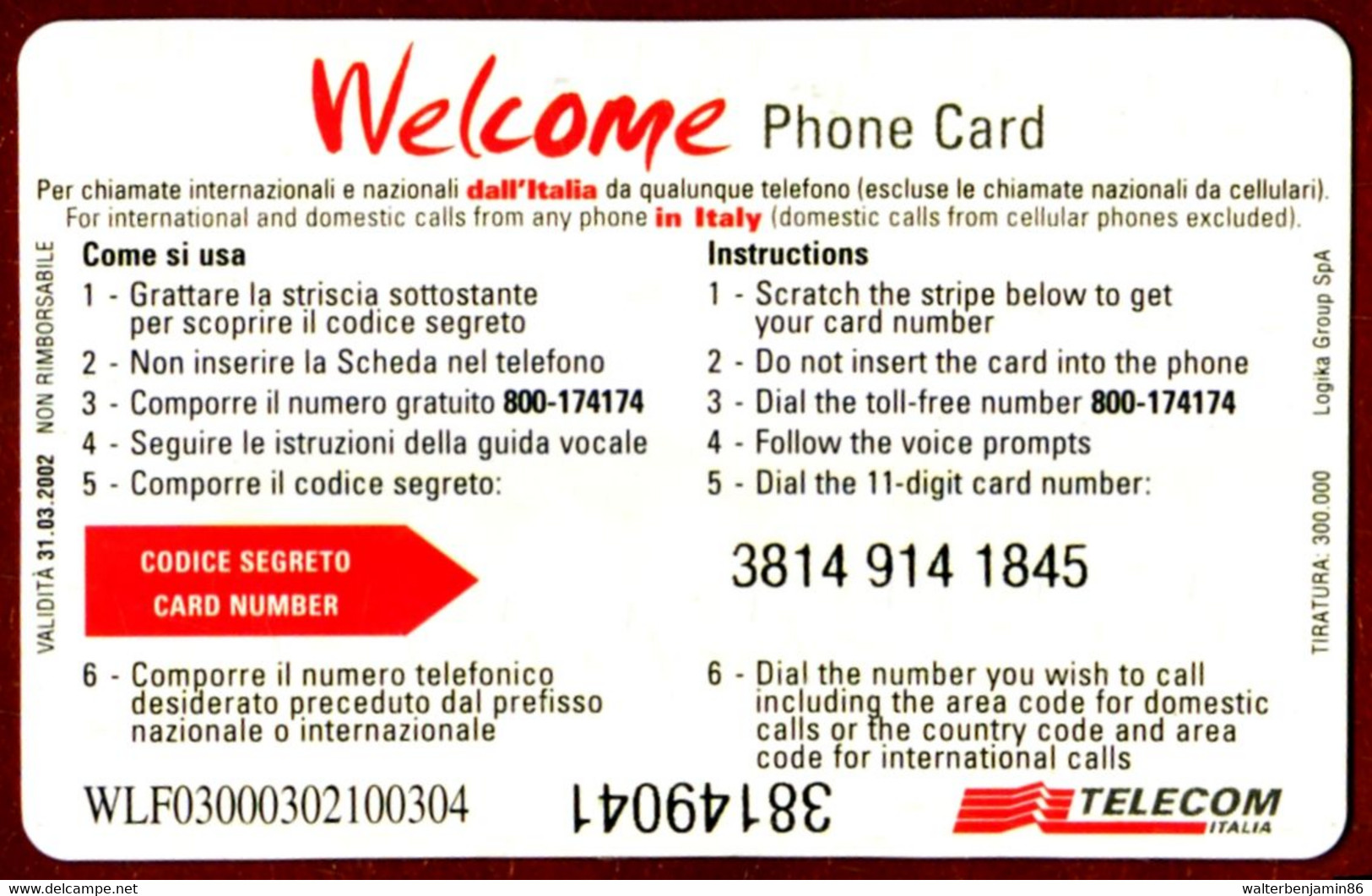 C&C 6106 SCHEDA TELEFONICA USATA WELCOME ORANGE WLF - Öff. Diverse TK