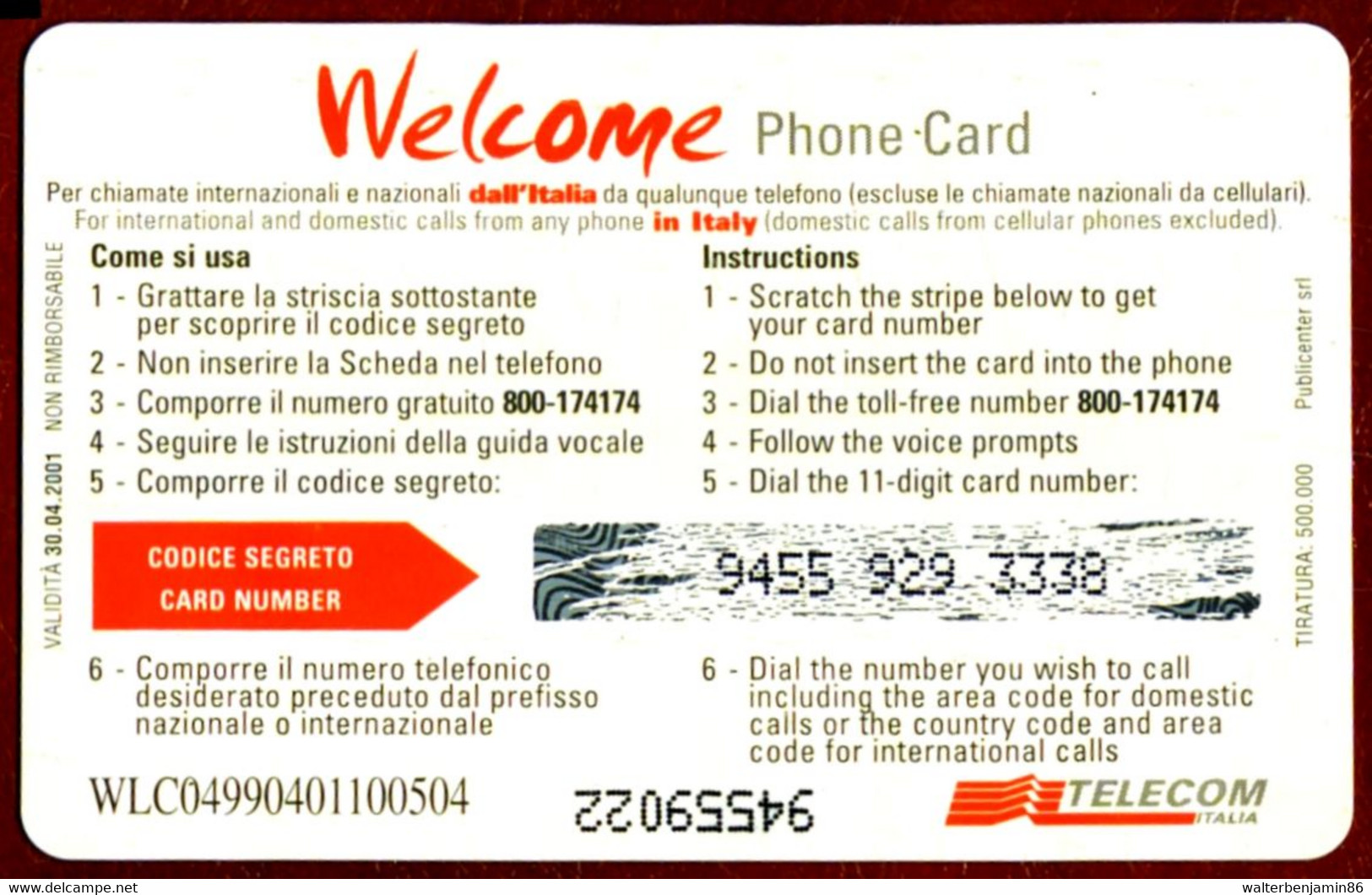 C&C 6103 SCHEDA TELEFONICA USATA WELCOME ORANGE WLC - Öff. Diverse TK