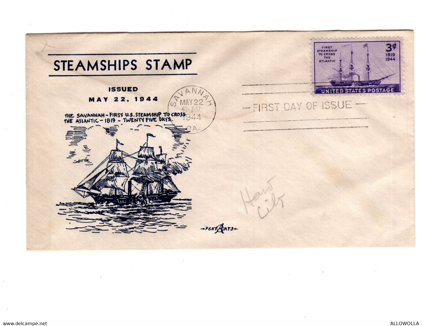 16412 " STEAMSHIPS STAMP 1944 ISSUED MAY 22,1944 " - 1941-1950