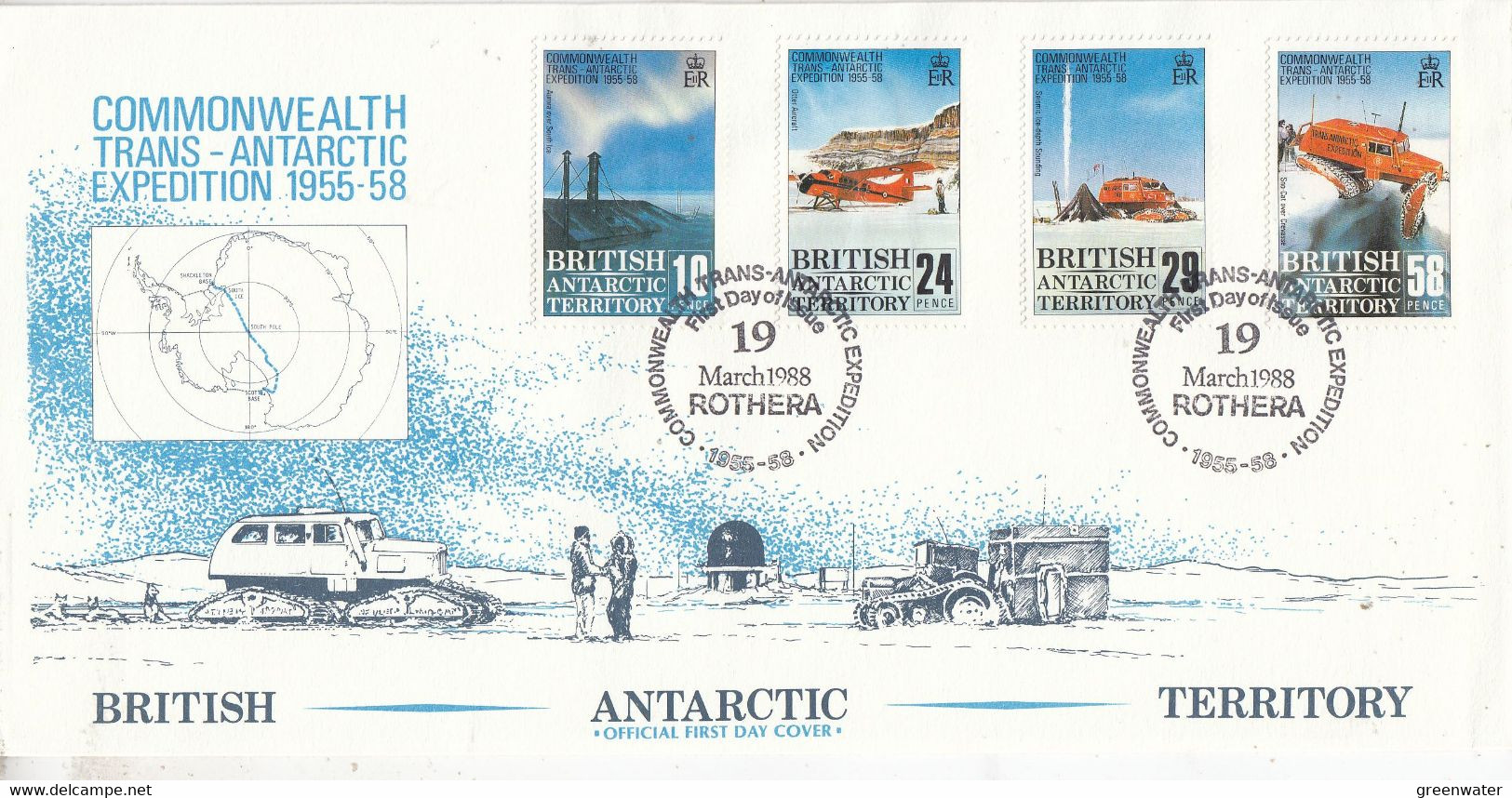 British Antarctic Territory (BAT) 1988 Trans-Antarctic Expedition 4v FDC Ca Rothera  (BAT305) - FDC