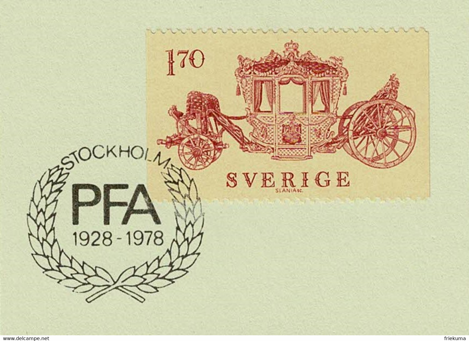 Schweden / Sverige 1978, Krönungs-Kutsche, Philatelie-Sonderstempel PFA Stockholm - Diligences