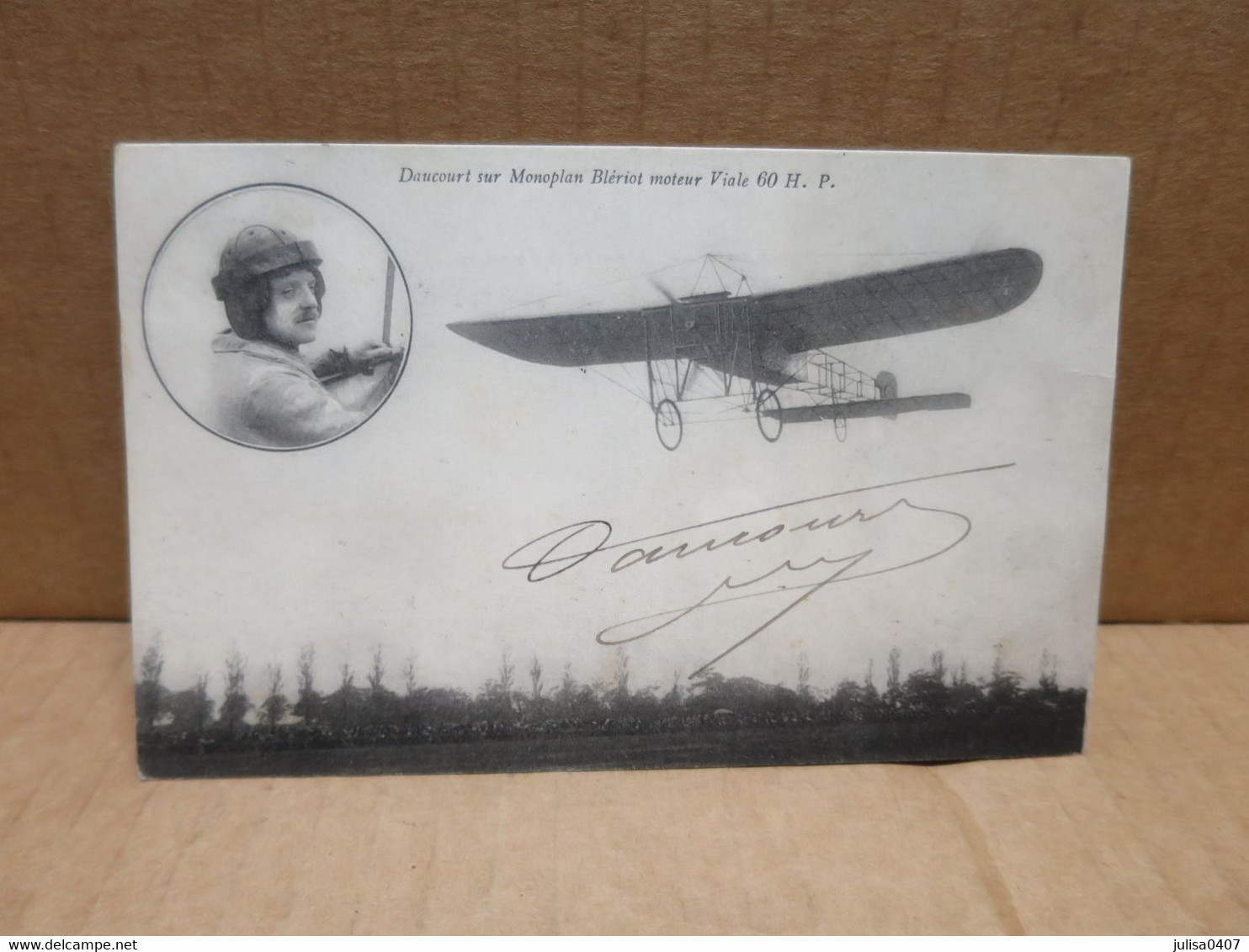 Aviateur DAUCOURT Sur Avion Monoplan Blériot Signature Autographe - Airmen, Fliers