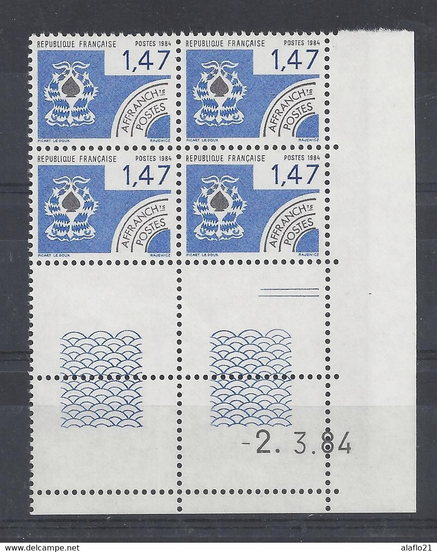 PREOBLITERE N° 183 - PIQUE - Bloc De 4 COIN DATE - NEUF** - 2/3/84 - Precancels