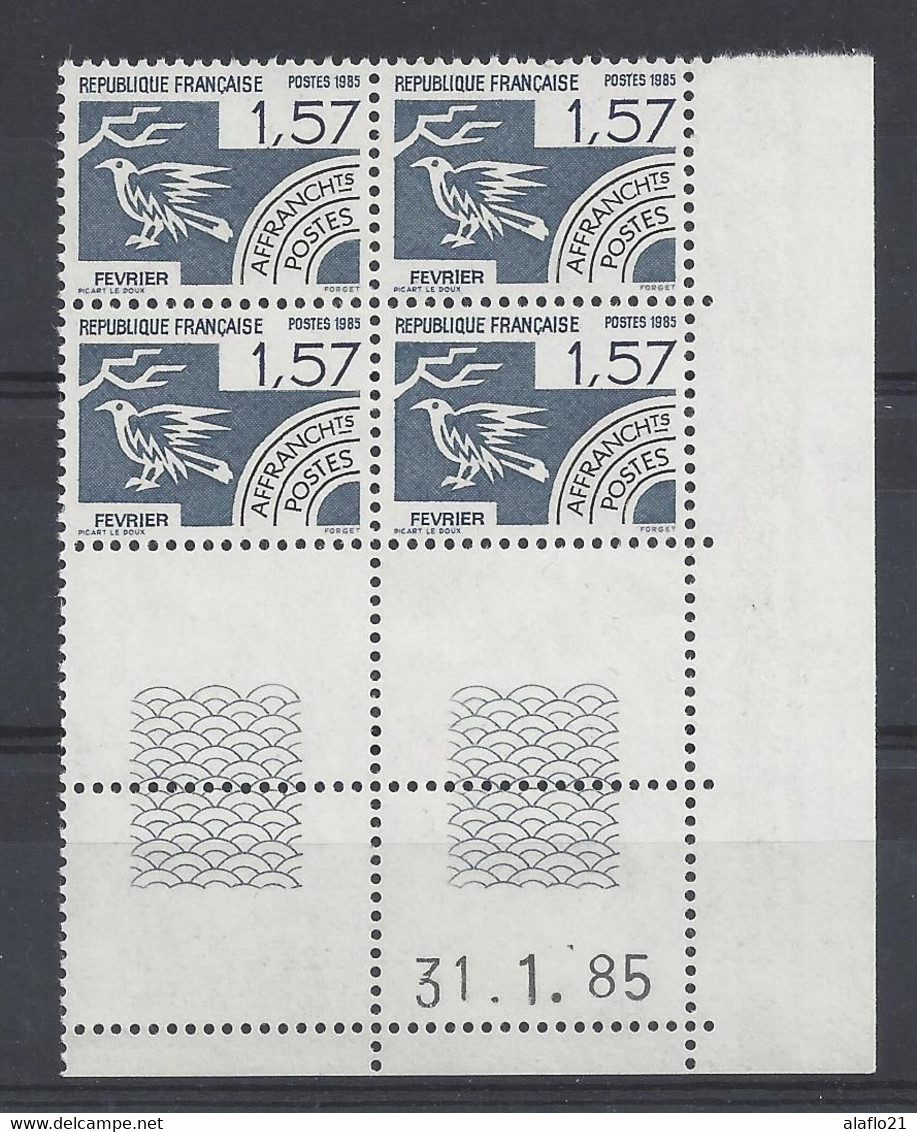 PREOBLITERE N° 187 - FEVRIER - Bloc De 4 COIN DATE - NEUF** - 31/1/85 - Precancels