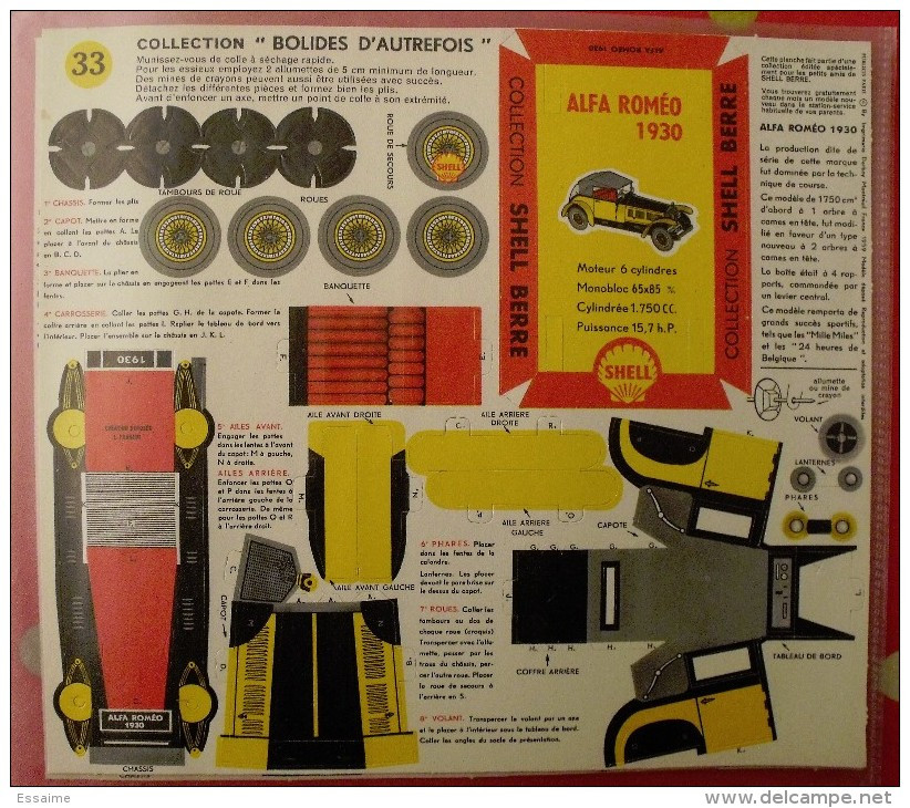 Collection Shell Berre. N° 33. A Découper Et Assembler. Alfa Roméo 1930 - Advertising - All Brands