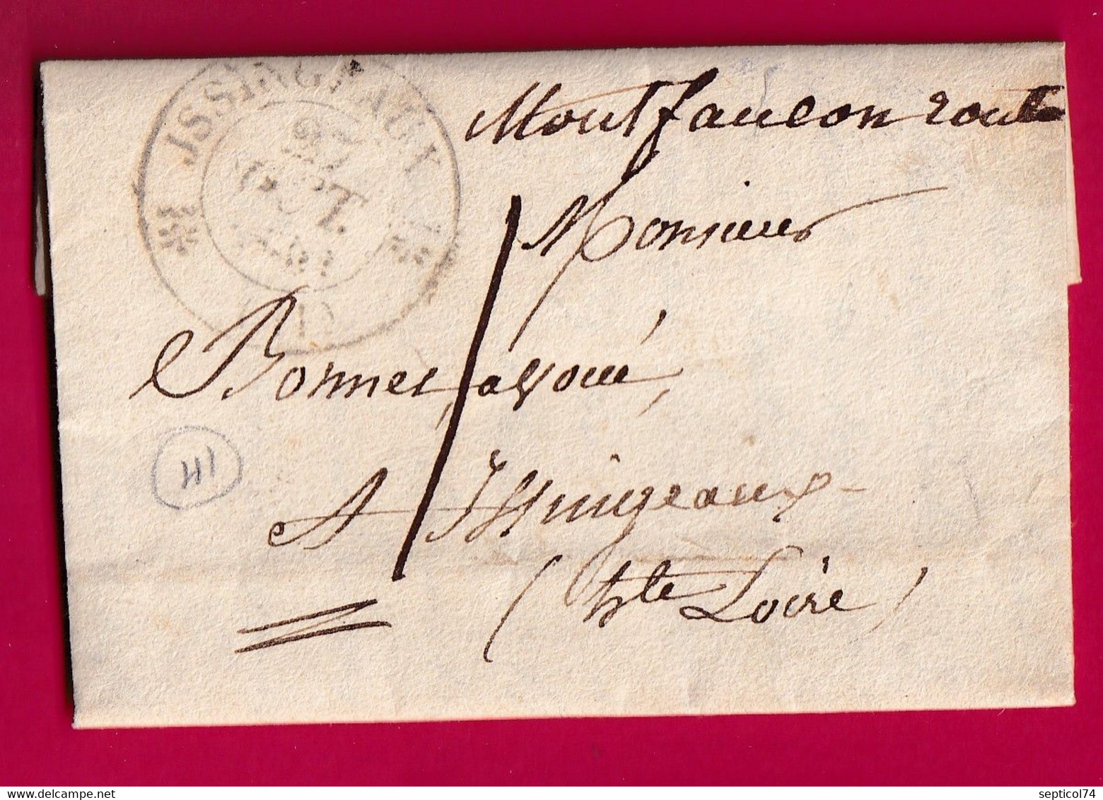 MENTION MANUSCRIT MONTFAUCON HAUTE LOIRE POUR YSSINGEAUX 1830 TAXE LOCALE PRECURSEUR BOITE RURALE ?? LETTRE COVER FRANCE - 1801-1848: Precursors XIX