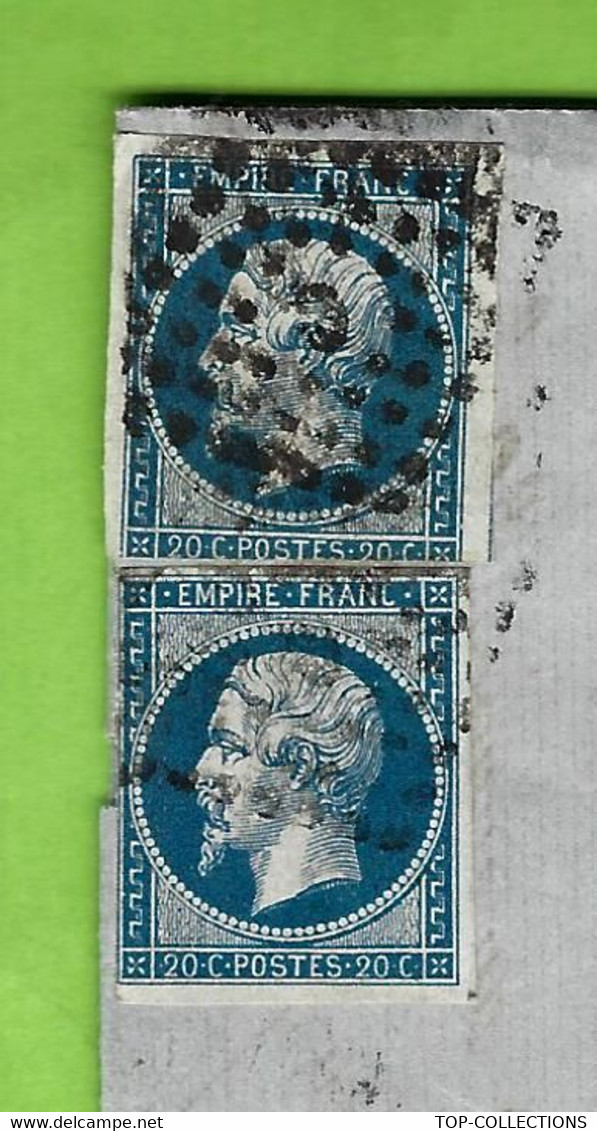 1858 2 TIMBRES EMPIRE Non Dentelés Oblitéré Paris Pour Romorantin - 1849-1876: Klassik