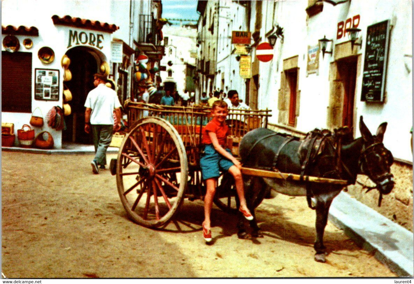 (3 H 30) Spain - Posted 1961 - Cataluna Refreshment Seller Donkey Cart - Attelages