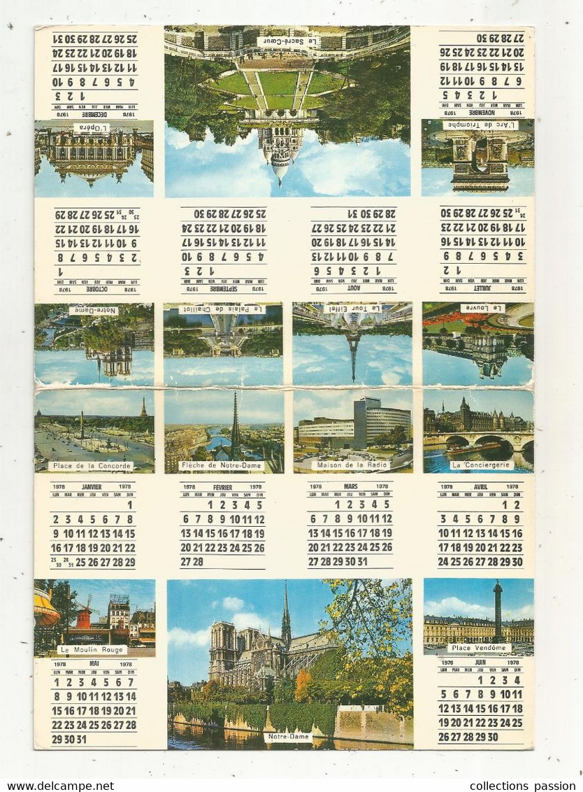 Calendrier , 4 Pages, 150 X 110 Mm, 1978 ,PARIS - Kleinformat : 1971-80