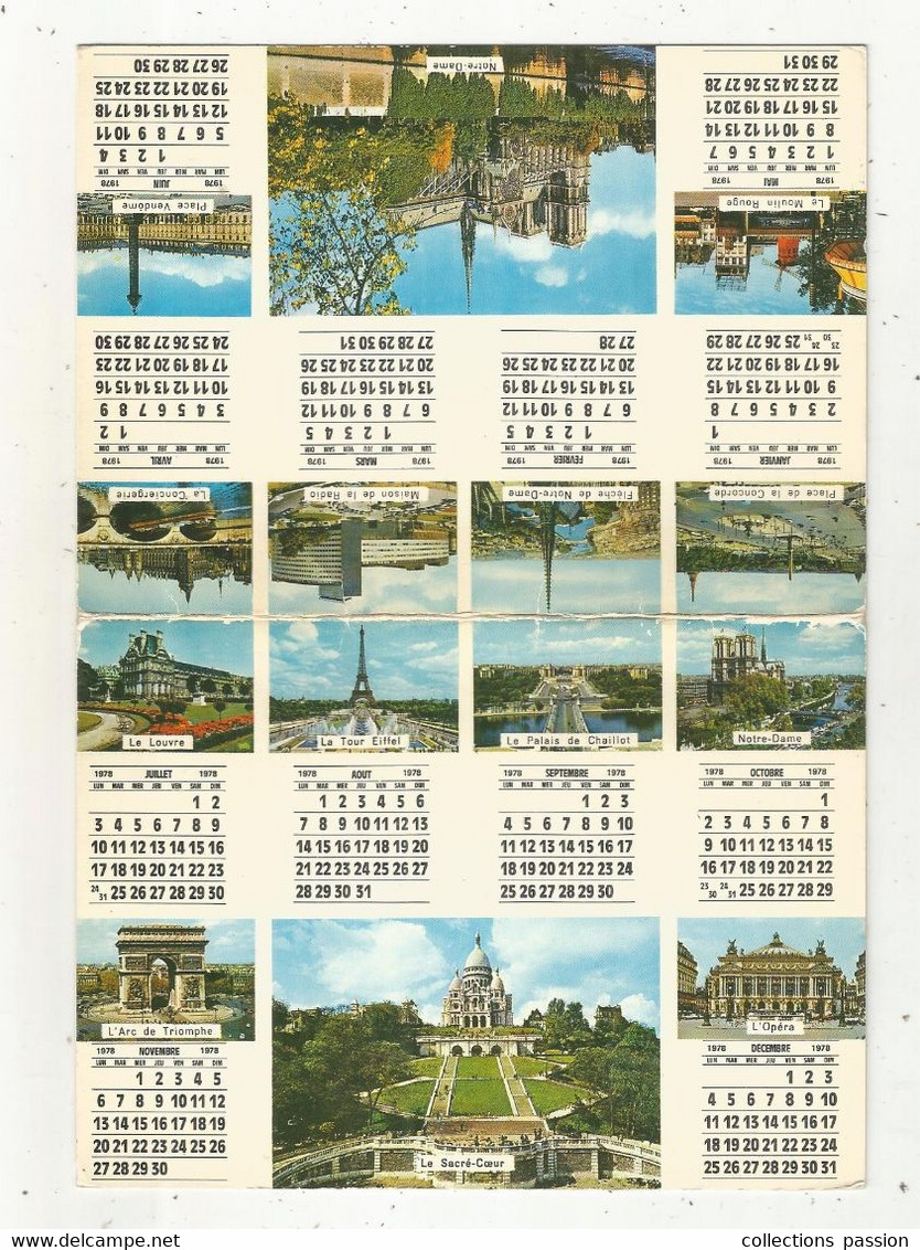 Calendrier , 4 Pages, 150 X 110 Mm, 1978 ,PARIS - Kleinformat : 1971-80