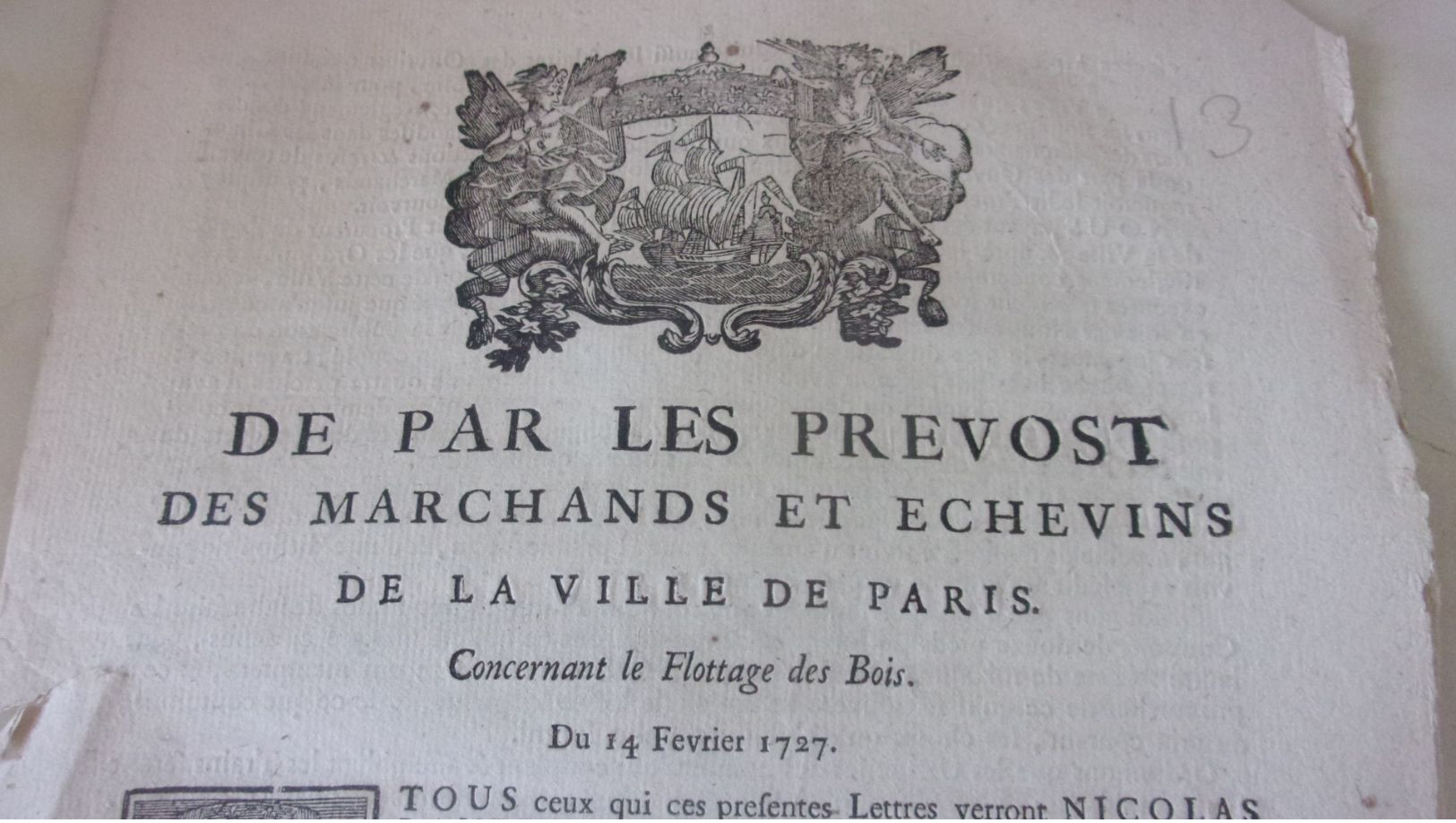 1727 FLOTTAGE DU BOIS CLAMECY NIEVRE YONNE LUCY COLANGE ARCY CURE BEFFY REGNY VERMANTON CRAVANT... DE PAR LES PREVOST - Historische Dokumente