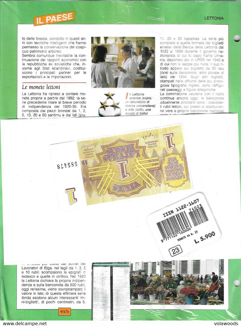 Monete E Banconote Di Tutto Il Mondo - De Agostini - Fascicolo 23 Nuovo E Completo: Lettonia - 1 Rublo - 1992 - Lettonie
