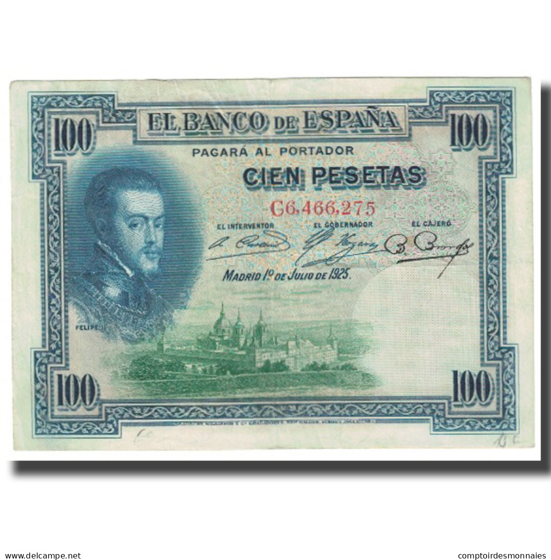 Billet, Espagne, 100 Pesetas, 1925, 1925-07-01, KM:69a, TTB - 100 Pesetas