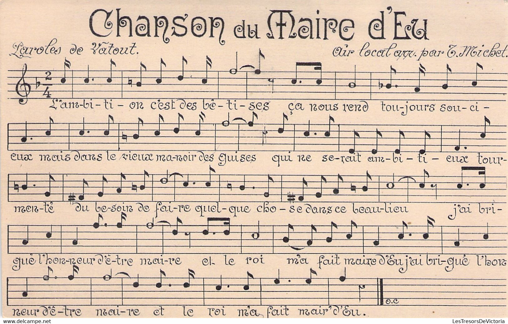 CPA Lot De 5 Cartes Musique - La Chanson Du Maire D'Eu - Paroles Et Partition - Eu