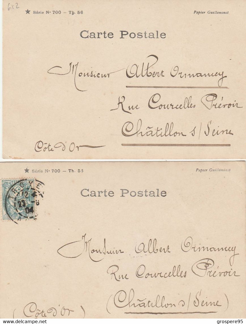 MOULIN ROUGE ARTISTES MARVILLE + MAFALDA 1904 2 CPA ENVOYEES A CHATILLON SUR SEINE - Artistas
