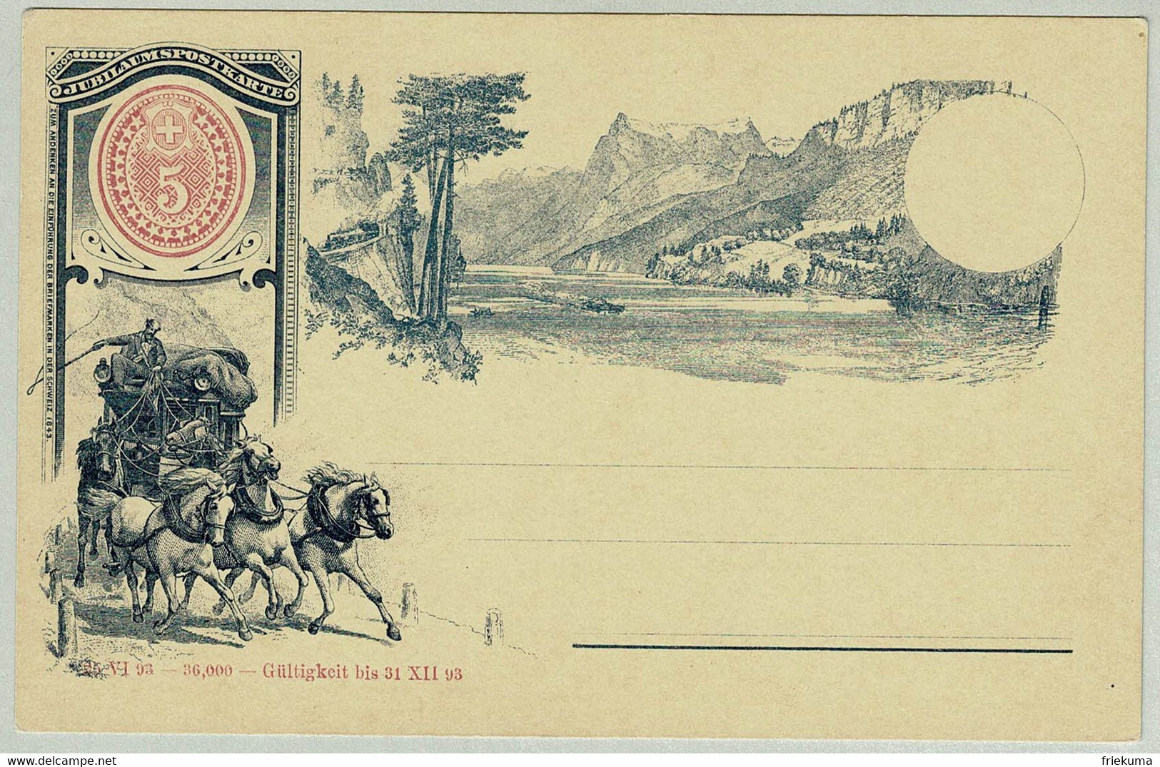 Schweiz / Helvetia 1893, Ganzsachenkarte Briefmarkenausstellung Zürich, Postkutsche / Diligence / Stagecoach, Gotthard - Diligences