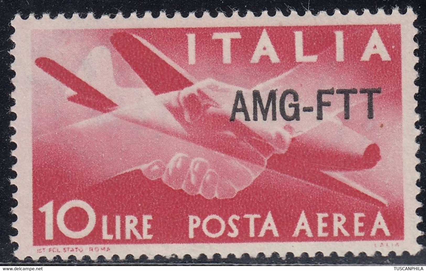 Trieste AMG-FTT Posta Aerea Varietà Decalco Sass. A20h MNH** Cv. 12 - Poste Aérienne