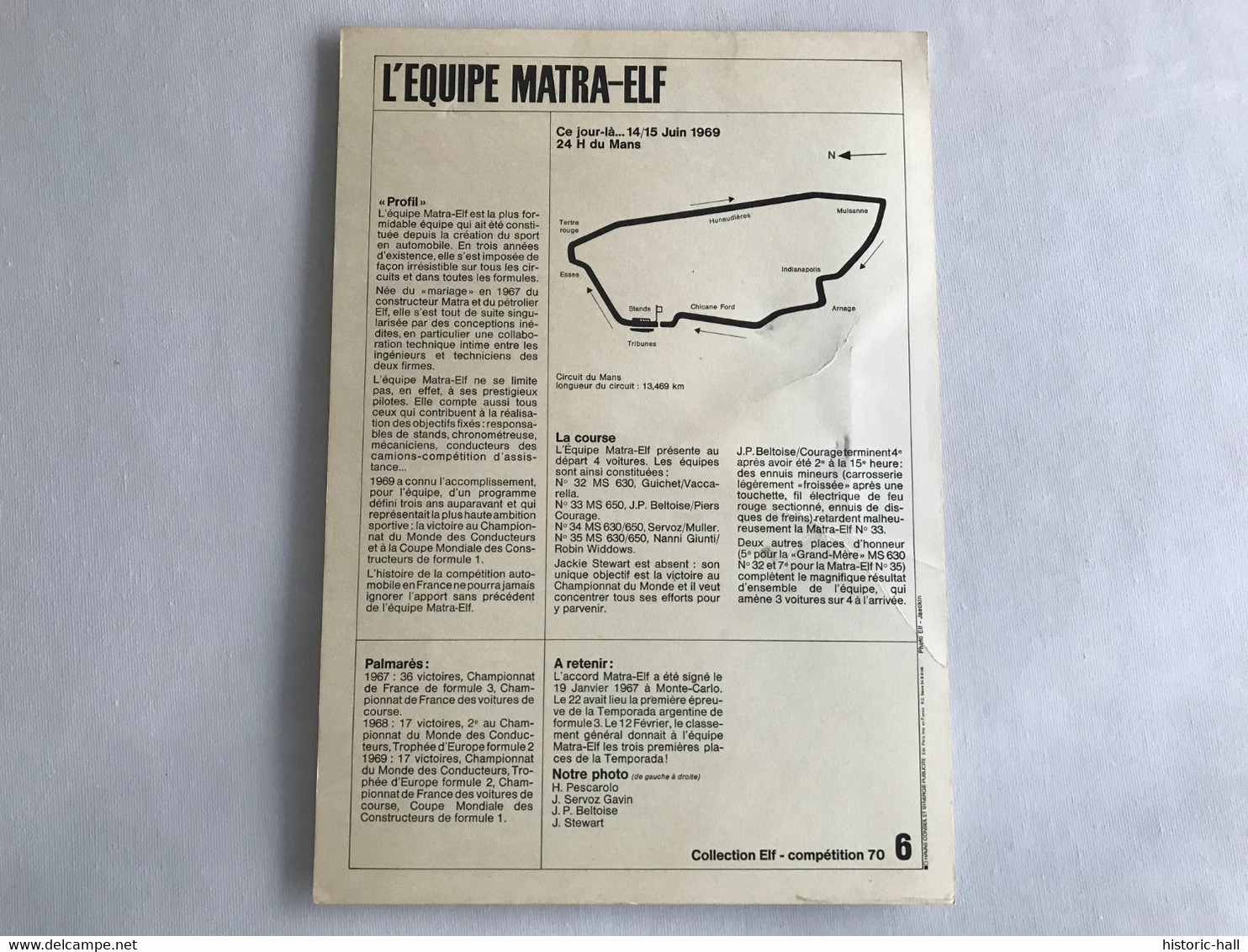 Carte Photo N°6  - L’EQUIPE MATRA ELF - 1970 - Automobile - F1