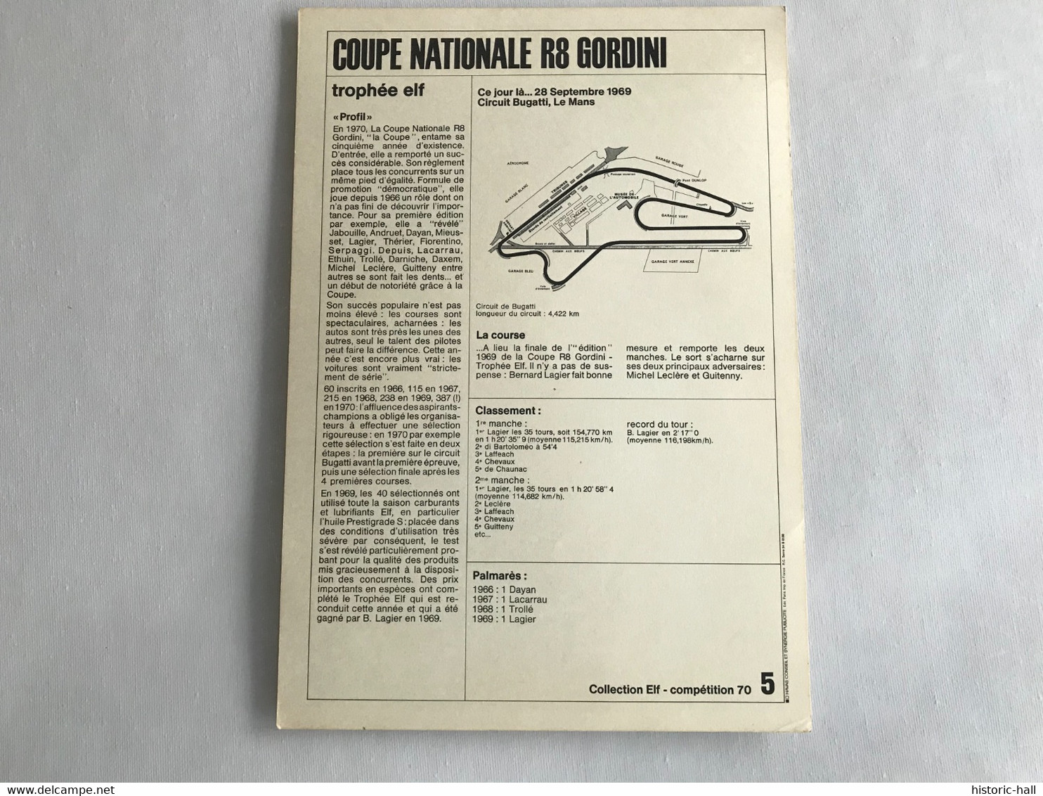Carte Photo N°5 - COUPE NATIONALE R8 GORDINI - 1970 - Automobile - F1