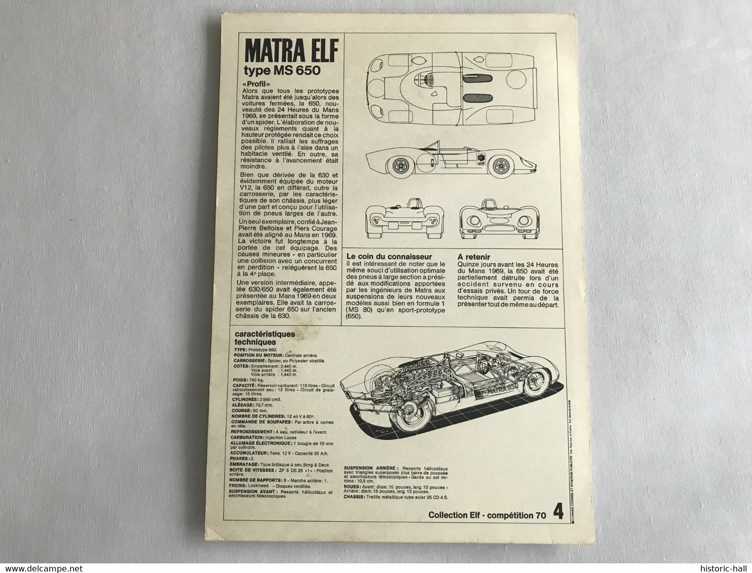 Carte Photo N°4 - MATRA ELF Type MS 650  - 1970 - Automobile - F1